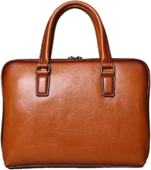 Leather Vintage Man Handbag Briefcase Men Shoulder Bags Coffe Business 14 Inch Laptop Bag