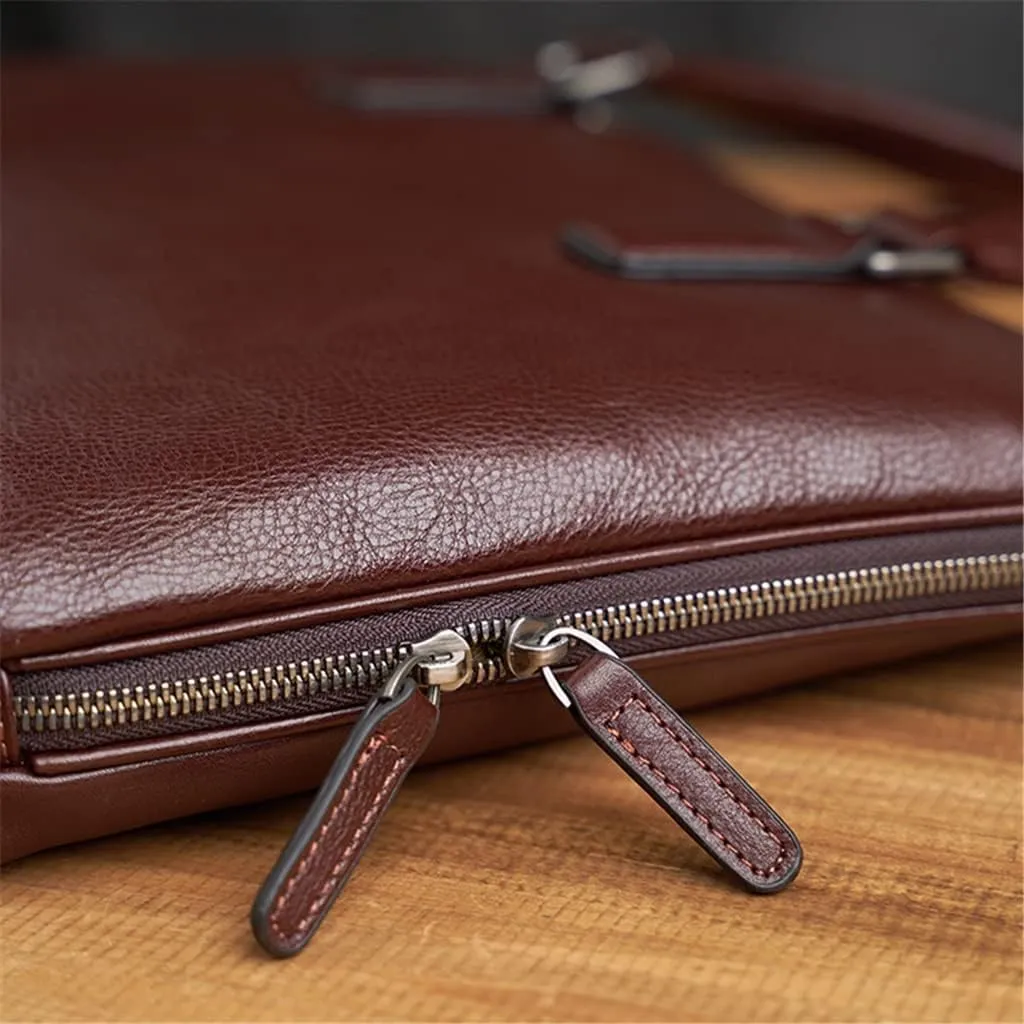 Leather Vintage Man Handbag Briefcase Men Shoulder Bags Coffe Business 14 Inch Laptop Bag