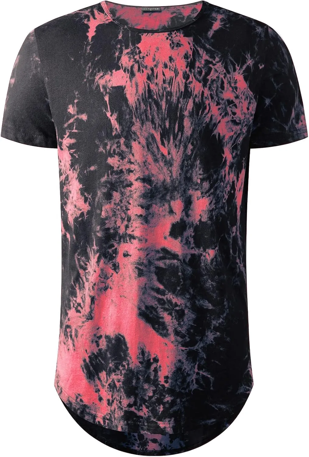 LETAOTAO Long Shirts for Men Hip Hop Shirts Longline Tie Dye Shirts Hipster Gym T Shirts Scallop Tee(Regular&Big and Tall)