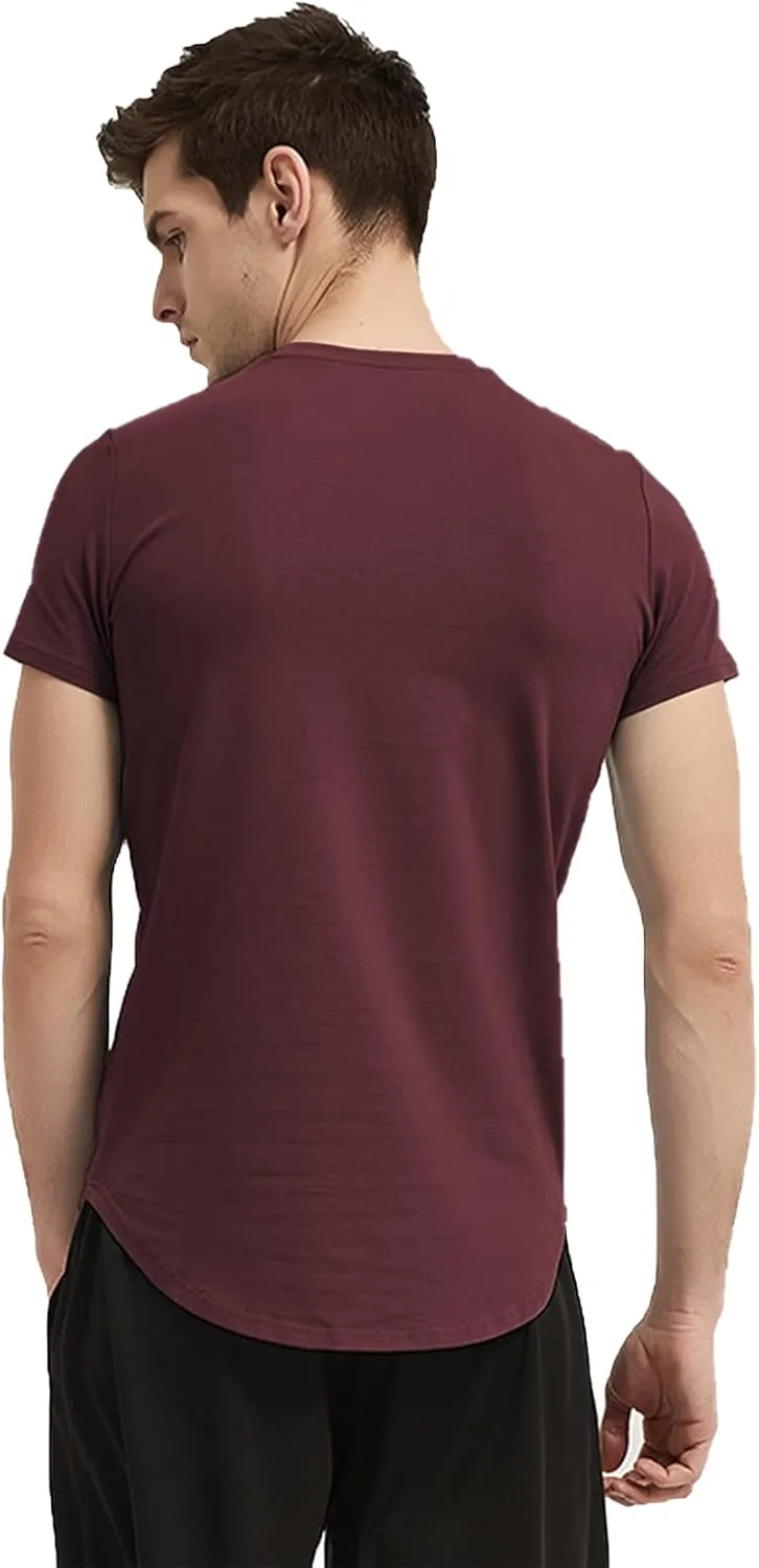 LETAOTAO Long Shirts for Men Hip Hop Shirts Longline Tie Dye Shirts Hipster Gym T Shirts Scallop Tee(Regular&Big and Tall)