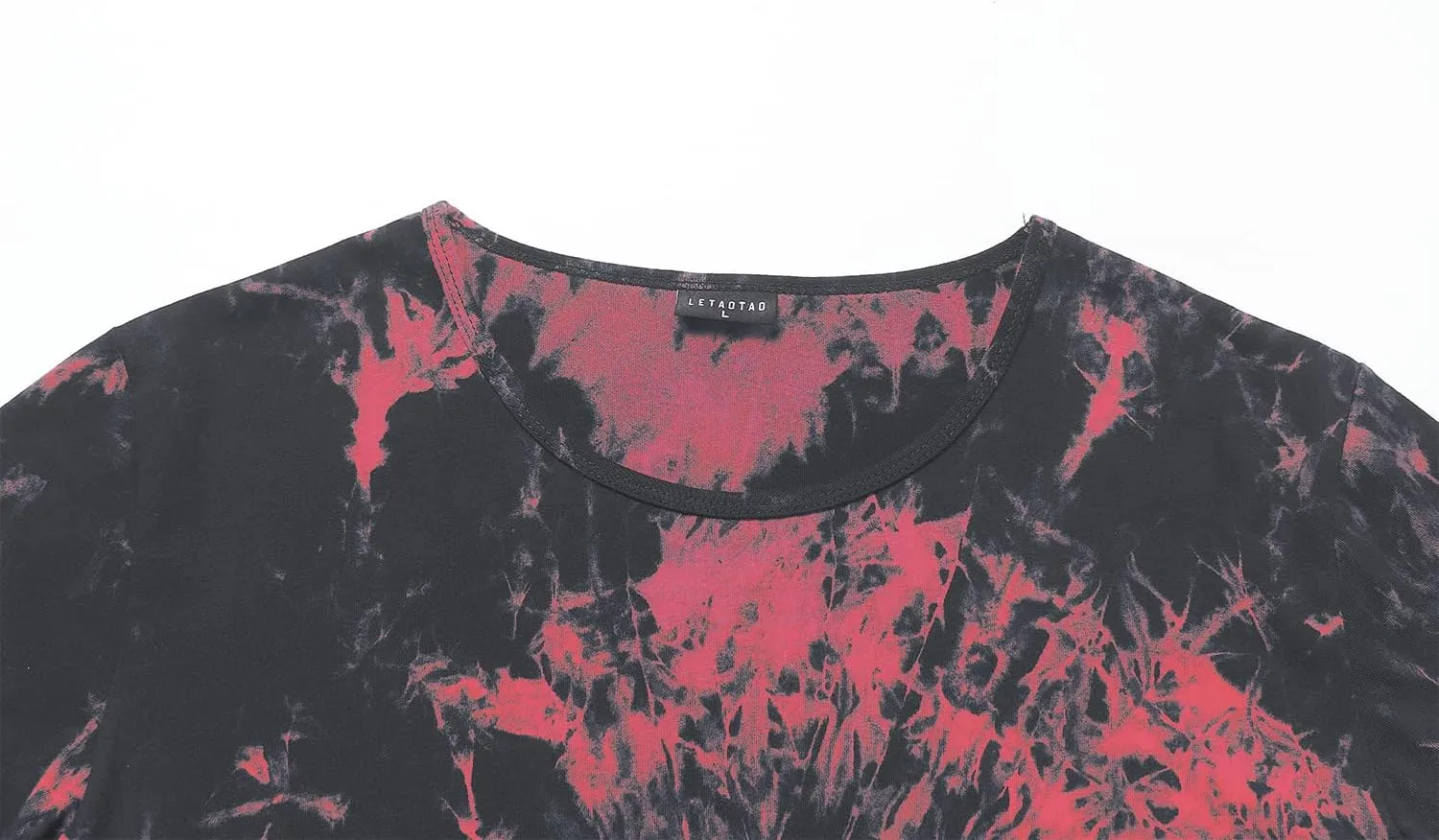 LETAOTAO Long Shirts for Men Hip Hop Shirts Longline Tie Dye Shirts Hipster Gym T Shirts Scallop Tee(Regular&Big and Tall)