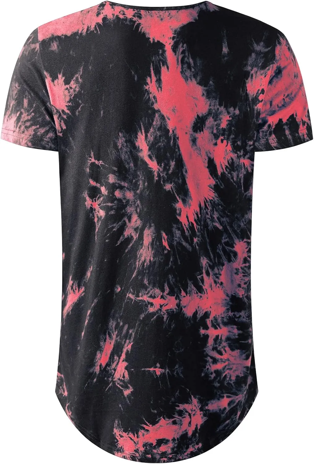 LETAOTAO Long Shirts for Men Hip Hop Shirts Longline Tie Dye Shirts Hipster Gym T Shirts Scallop Tee(Regular&Big and Tall)