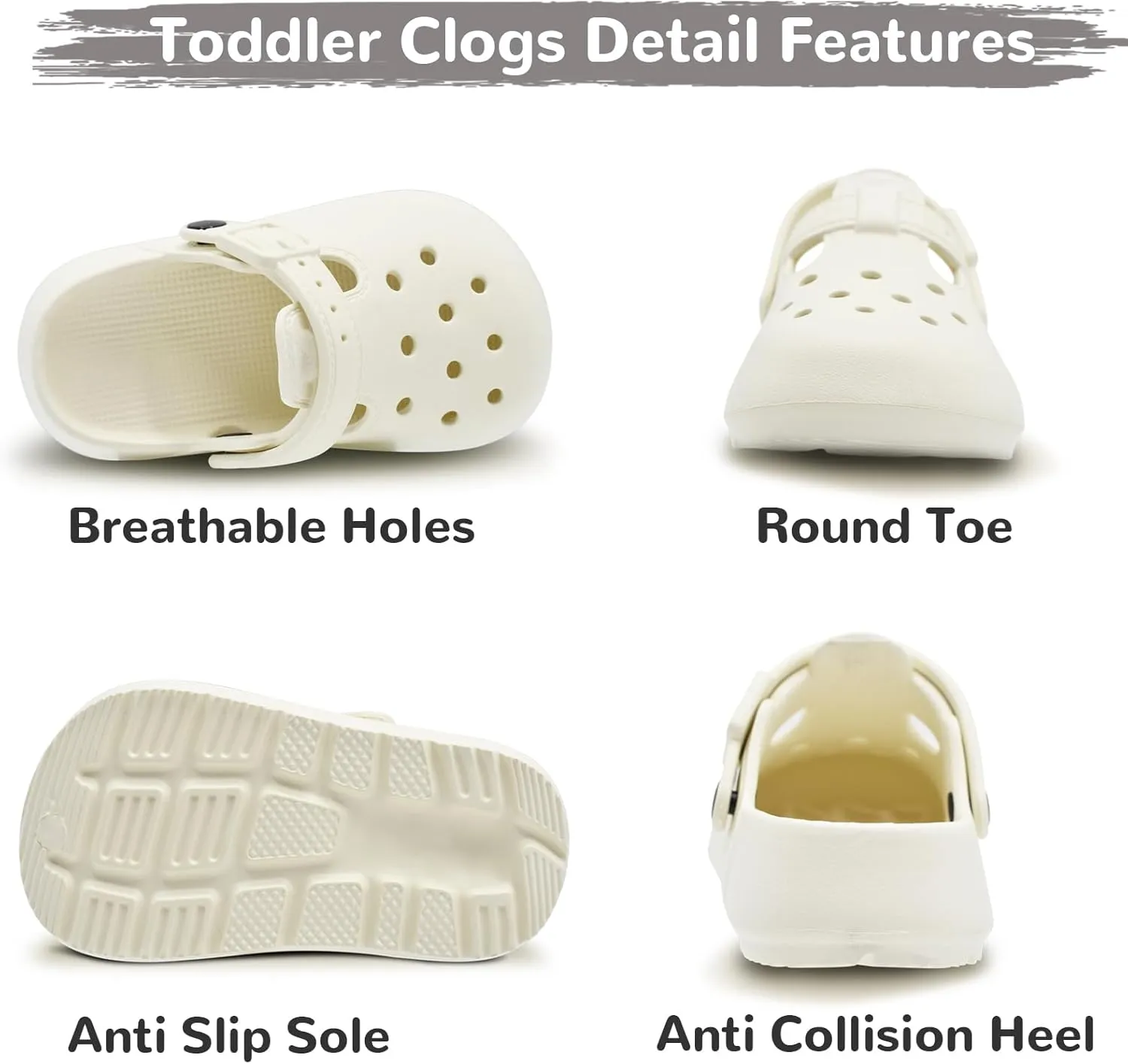 Lightweight Kids Clogs Garden Shoes Boys Girls Soft and Breathable Slide Sandals Toddler Adjustable Strap Beach Pool Slippers