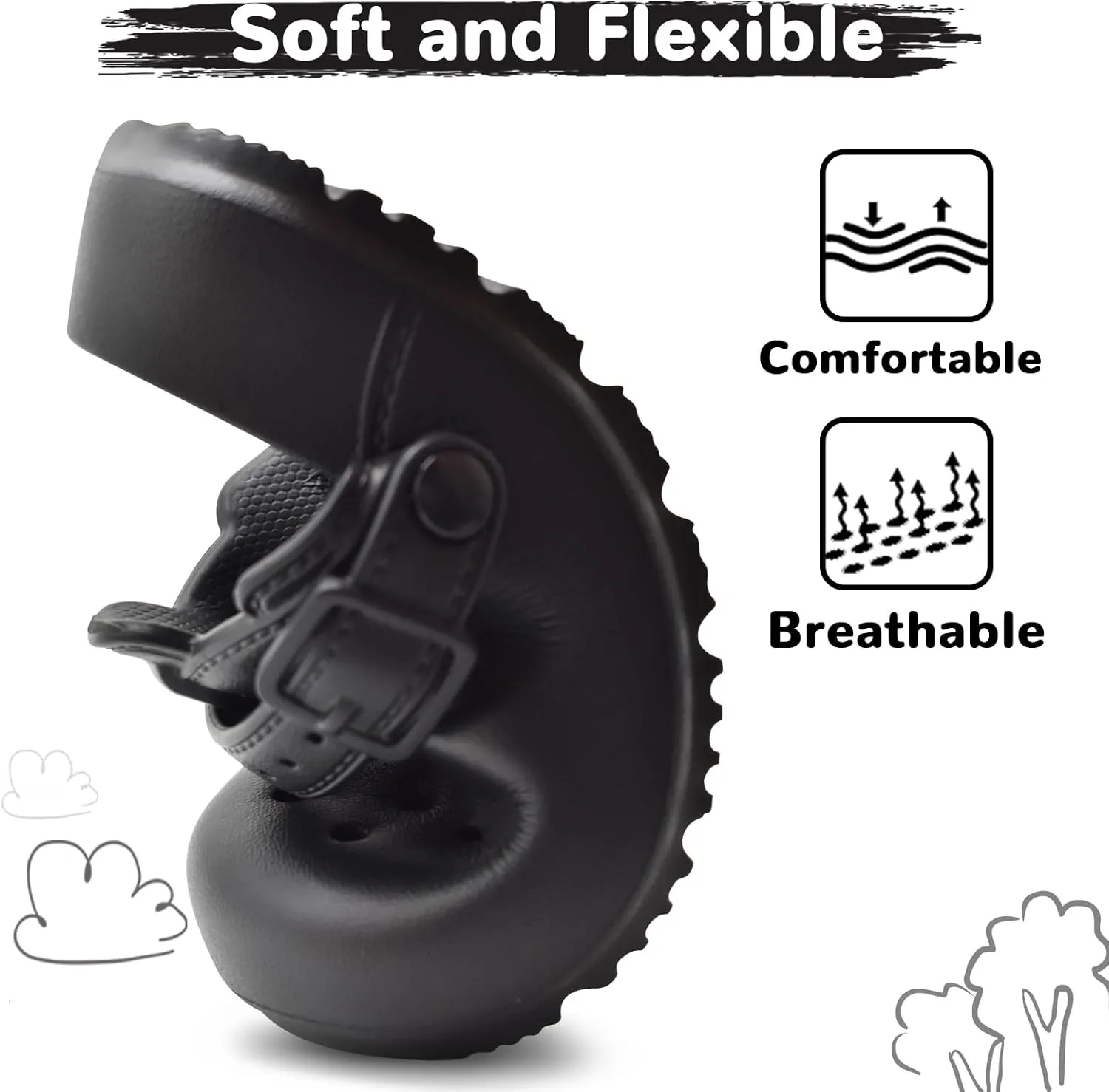 Lightweight Kids Clogs Garden Shoes Boys Girls Soft and Breathable Slide Sandals Toddler Adjustable Strap Beach Pool Slippers