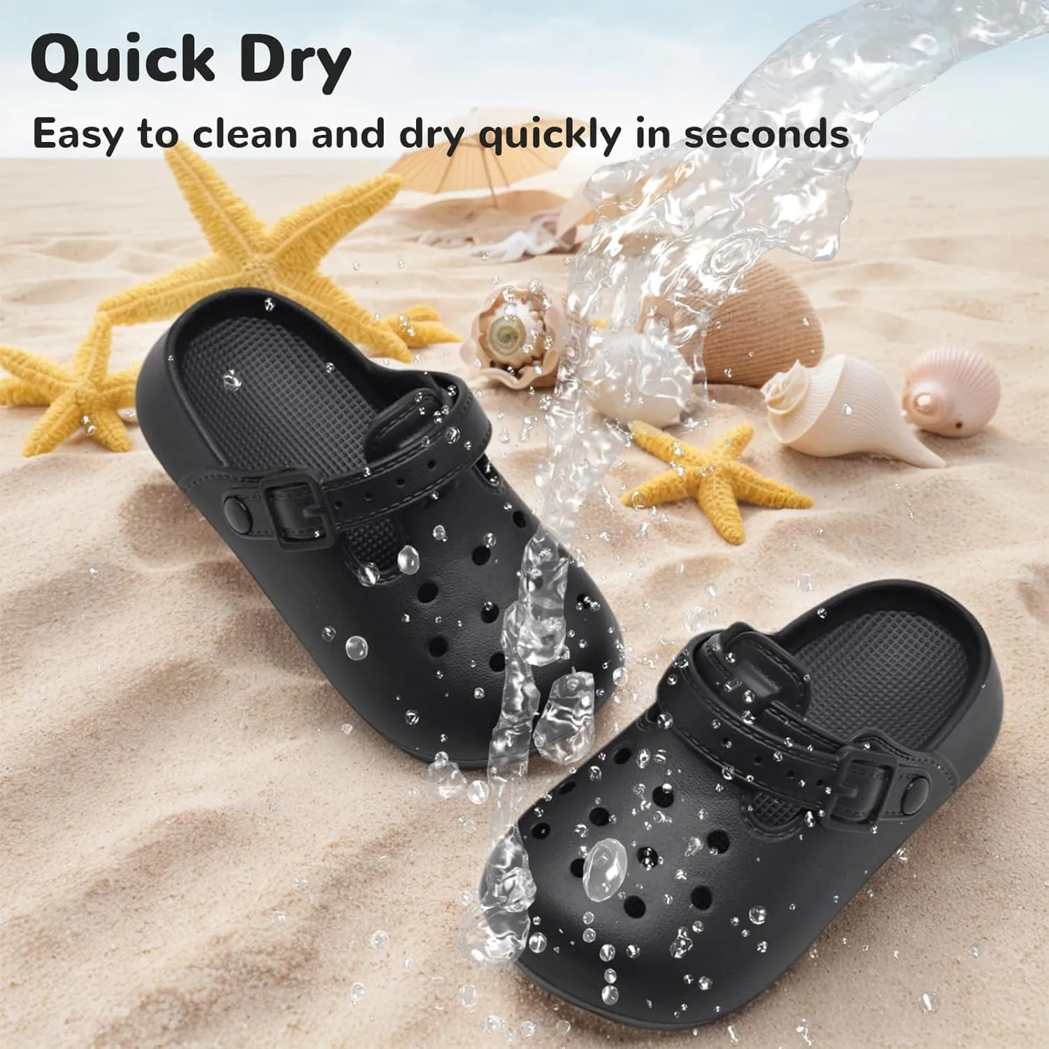 Lightweight Kids Clogs Garden Shoes Boys Girls Soft and Breathable Slide Sandals Toddler Adjustable Strap Beach Pool Slippers