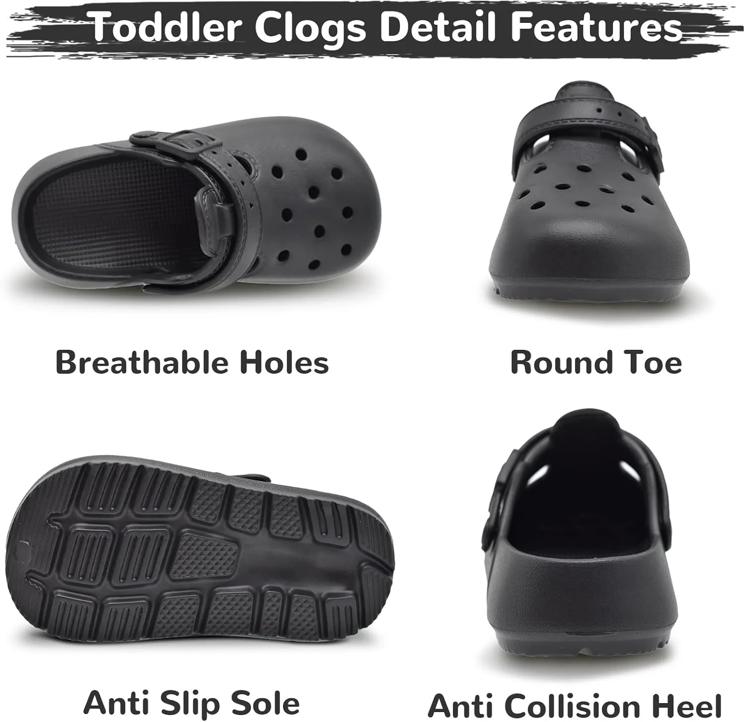 Lightweight Kids Clogs Garden Shoes Boys Girls Soft and Breathable Slide Sandals Toddler Adjustable Strap Beach Pool Slippers