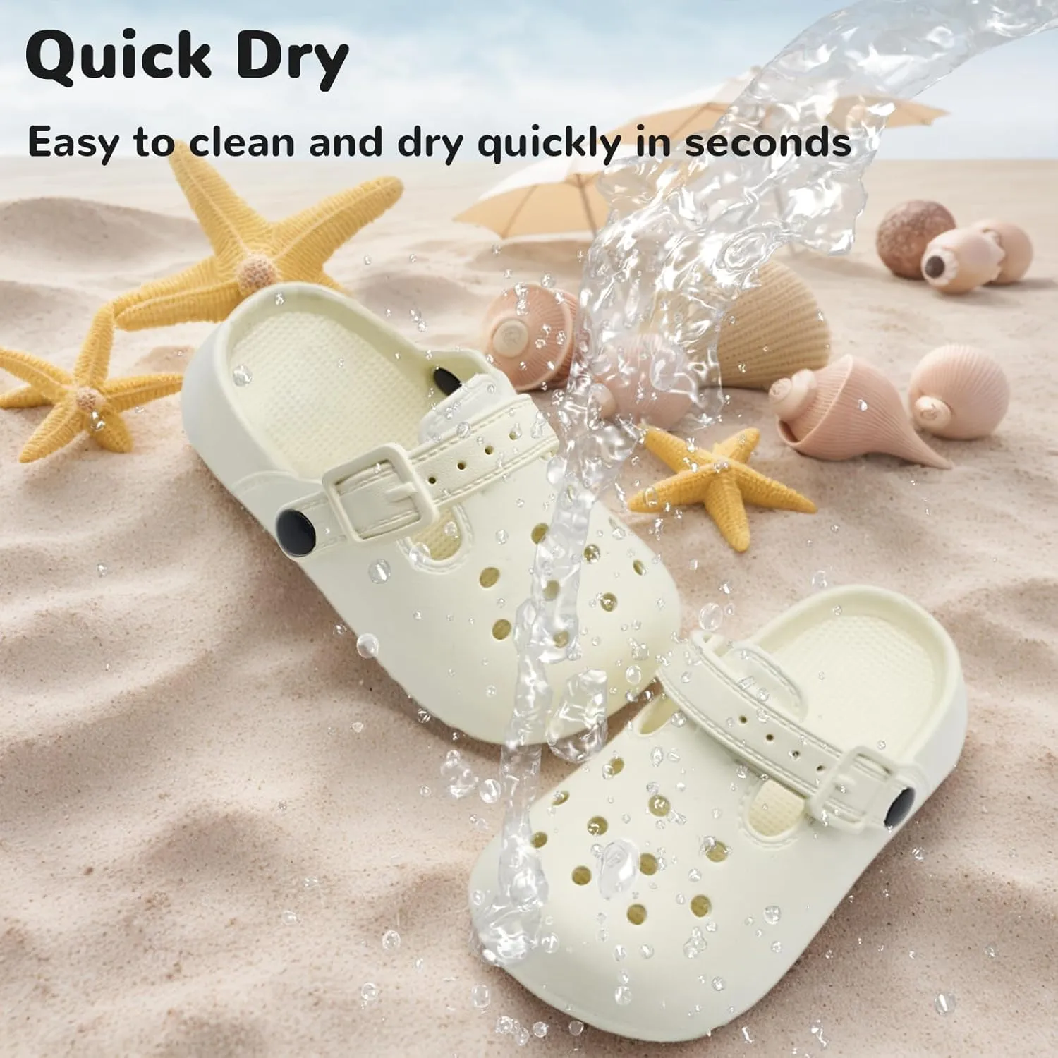 Lightweight Kids Clogs Garden Shoes Boys Girls Soft and Breathable Slide Sandals Toddler Adjustable Strap Beach Pool Slippers