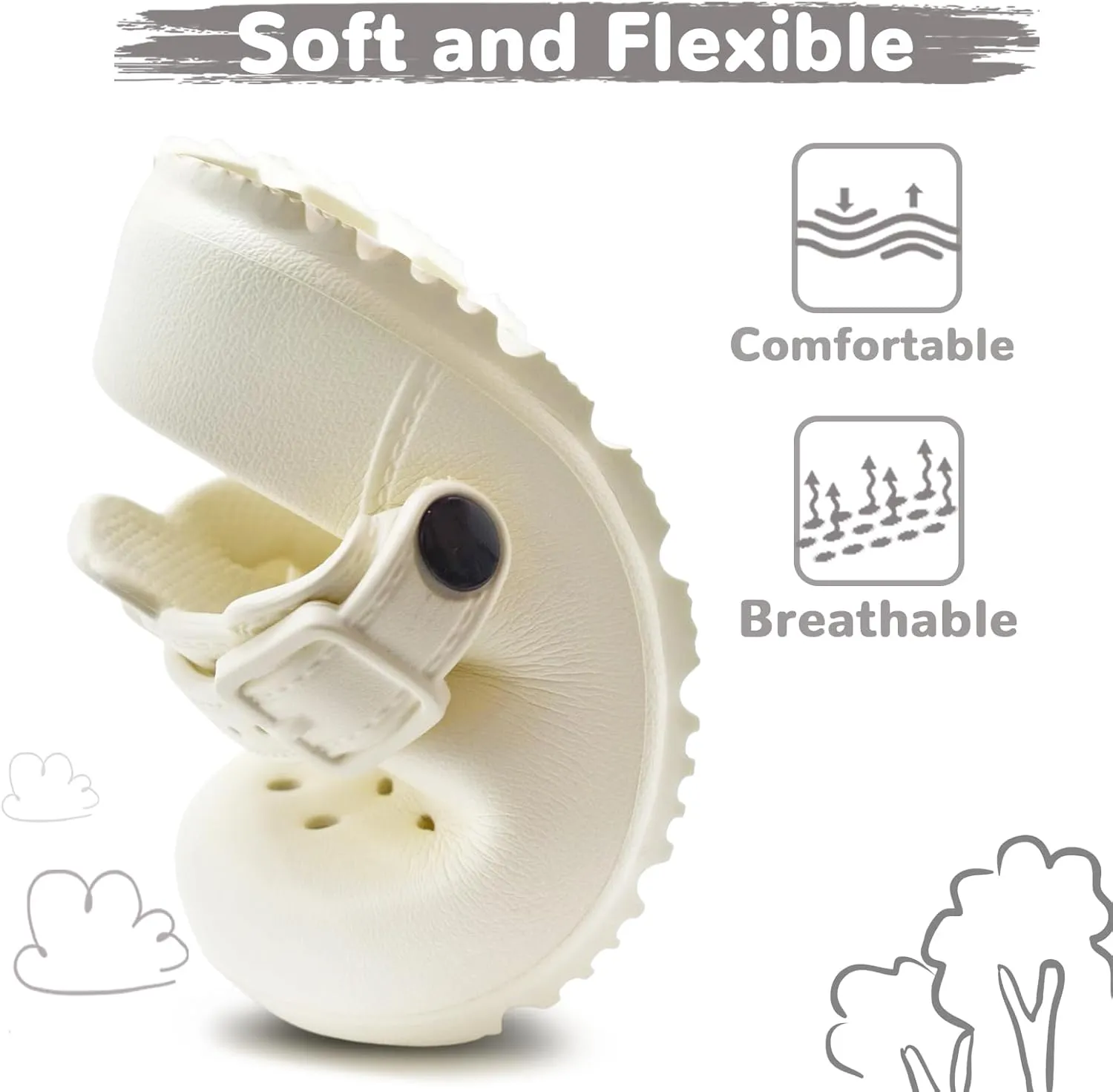 Lightweight Kids Clogs Garden Shoes Boys Girls Soft and Breathable Slide Sandals Toddler Adjustable Strap Beach Pool Slippers
