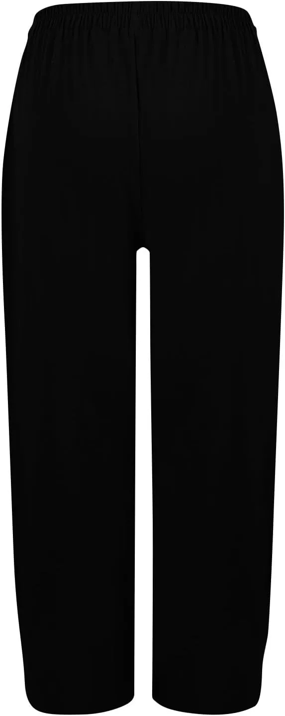 Linen Pants for Women Summer High Waist Palazzo Pants Wide Leg Plus Size Pant Lounge Trousers with Pockets (S-2Xl)