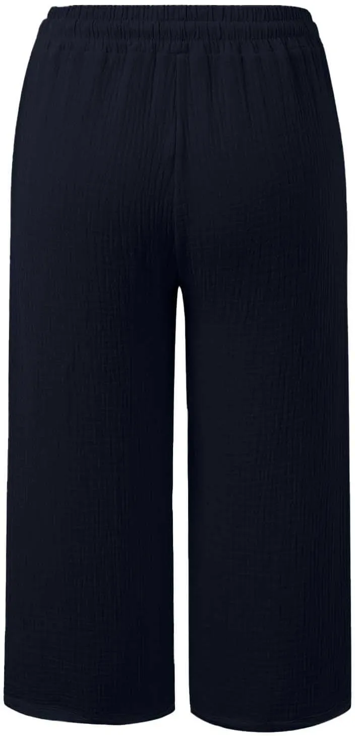 Linen Pants Women Summer Casual High Waist Straight Wide Leg Pants Comfortable Fit Trousers with Pockets