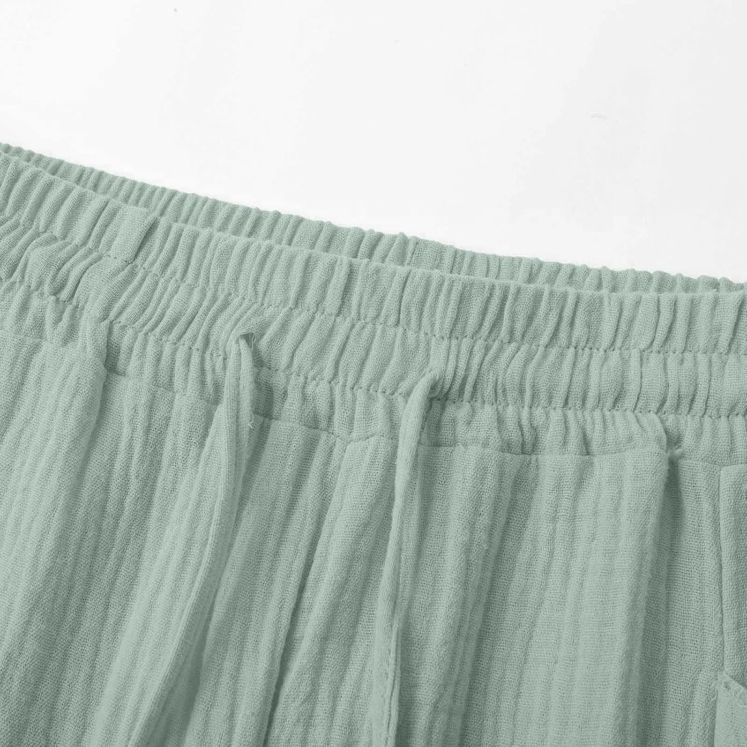 Linen Pants Women Summer Casual High Waist Straight Wide Leg Pants Comfortable Fit Trousers with Pockets