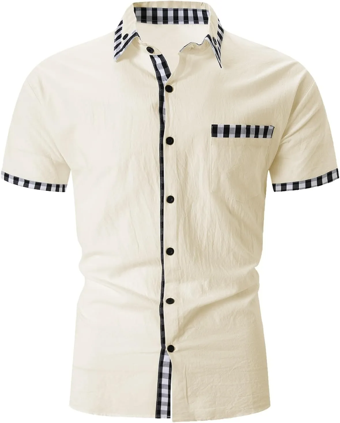 Linen Shirts Mens Short Sleeve Button Down Shirt Summer Casual Beach Wedding Shirts Lightweight Loose Hippie Tops