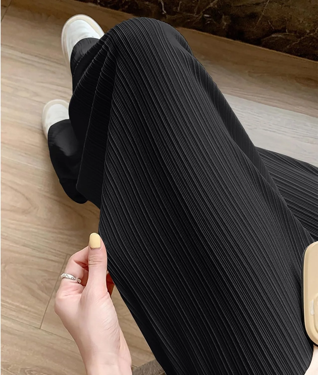 Lmdudan 2025 Women Linen Pants Summer Casual Boho Loose Wide Leg Palazzo Pants Smocked High Waist Flowy Beach Yoga Trousers