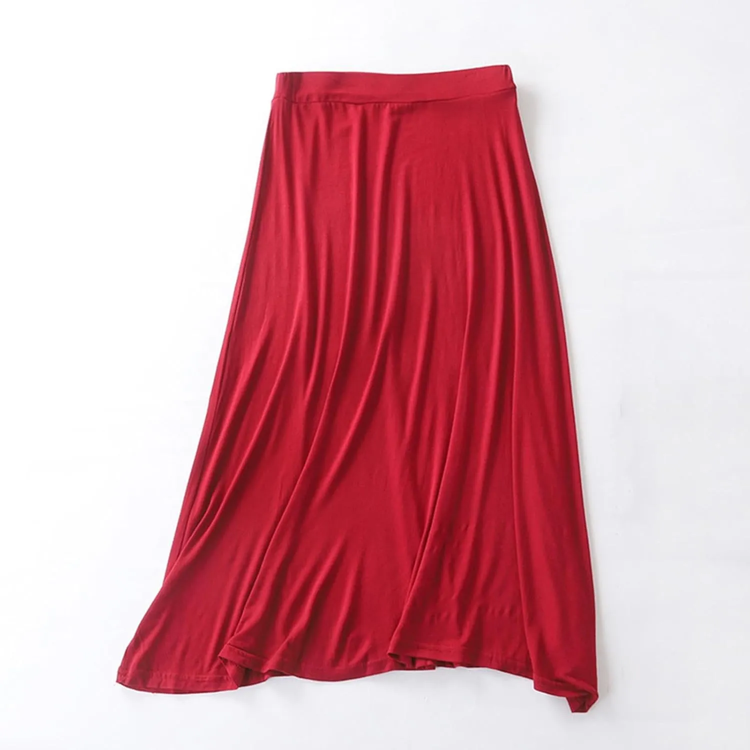 Long Maxi Skirt for Women Modal Cotton Solid Lightweight Flowy Elastic Waist A-Line Skirt Casual Summer Cozy Lounge