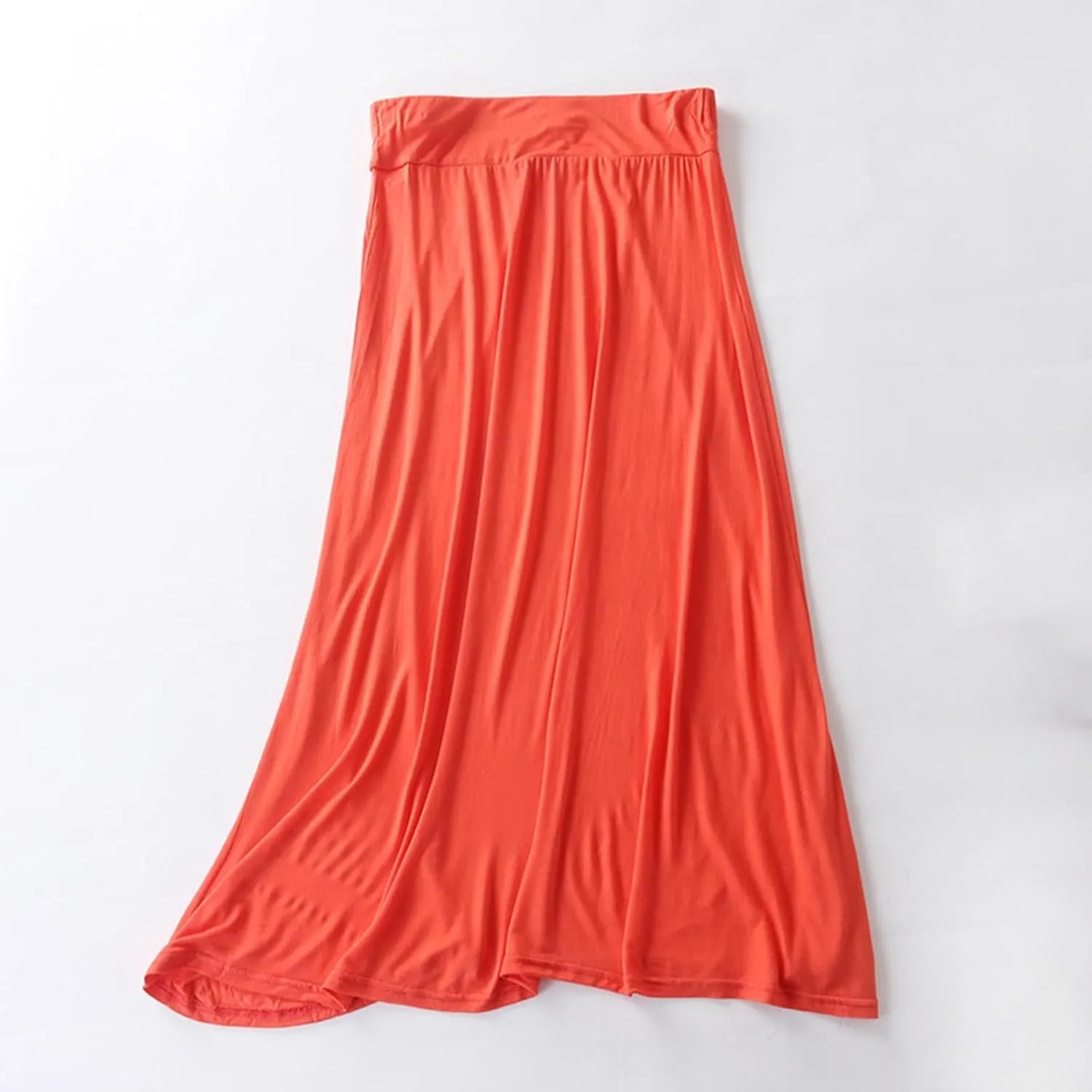 Long Maxi Skirt for Women Modal Cotton Solid Lightweight Flowy Elastic Waist A-Line Skirt Casual Summer Cozy Lounge