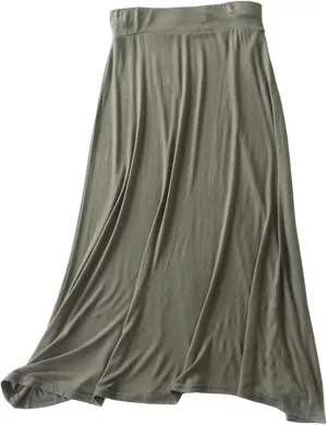 Long Maxi Skirt for Women Modal Cotton Solid Lightweight Flowy Elastic Waist A-Line Skirt Casual Summer Cozy Lounge