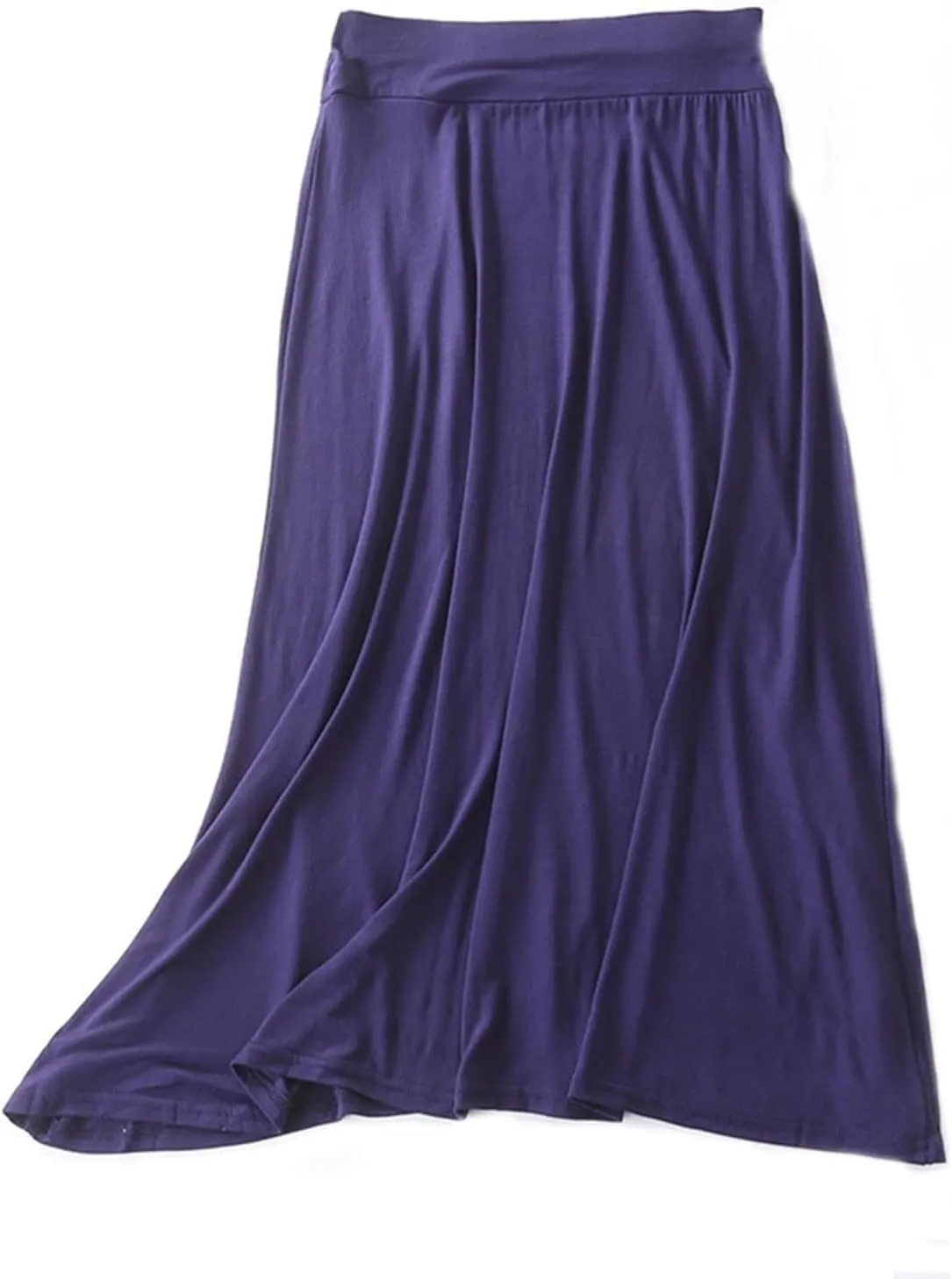Long Maxi Skirt for Women Modal Cotton Solid Lightweight Flowy Elastic Waist A-Line Skirt Casual Summer Cozy Lounge