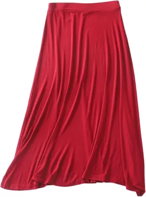 Long Maxi Skirt for Women Modal Cotton Solid Lightweight Flowy Elastic Waist A-Line Skirt Casual Summer Cozy Lounge