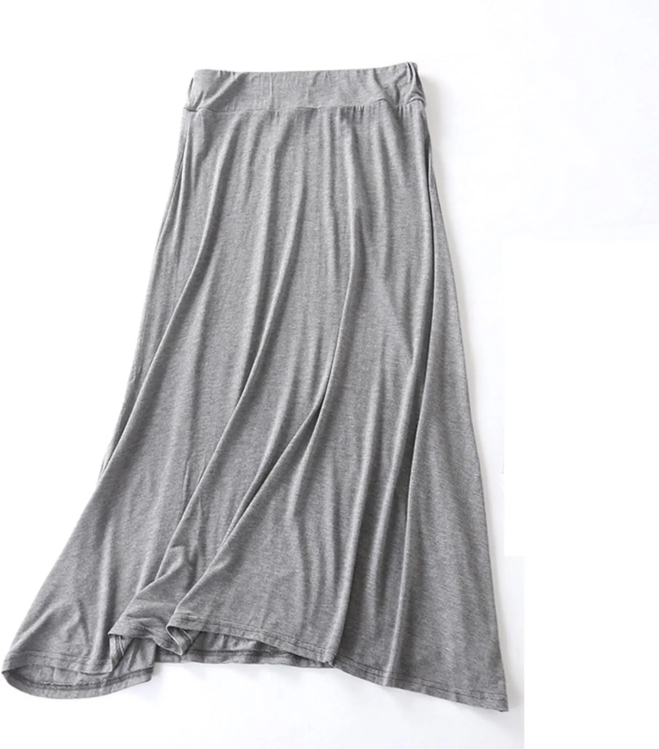 Long Maxi Skirt for Women Modal Cotton Solid Lightweight Flowy Elastic Waist A-Line Skirt Casual Summer Cozy Lounge