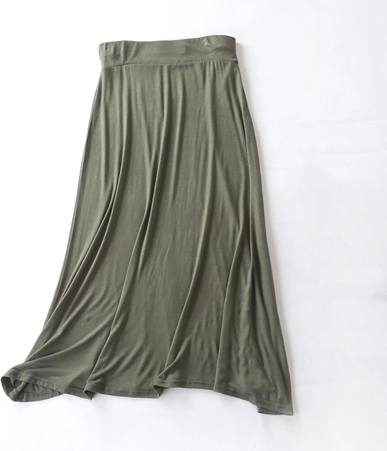 Long Maxi Skirt for Women Modal Cotton Solid Lightweight Flowy Elastic Waist A-Line Skirt Casual Summer Cozy Lounge
