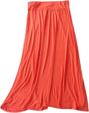 Long Maxi Skirt for Women Modal Cotton Solid Lightweight Flowy Elastic Waist A-Line Skirt Casual Summer Cozy Lounge