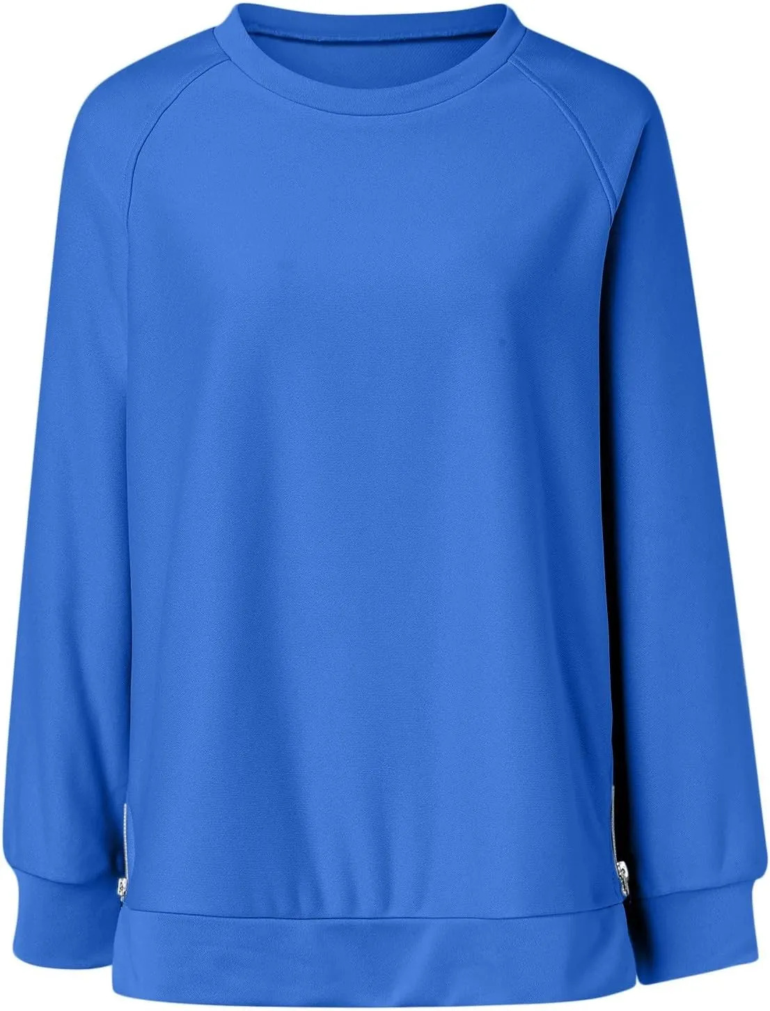 Long Sleeve Shirts for Women Oversized Sweatshirt Crewneck Tunic Pollover Shirts Side Zipper Hoodie Sweater 2024 Fall Clothes