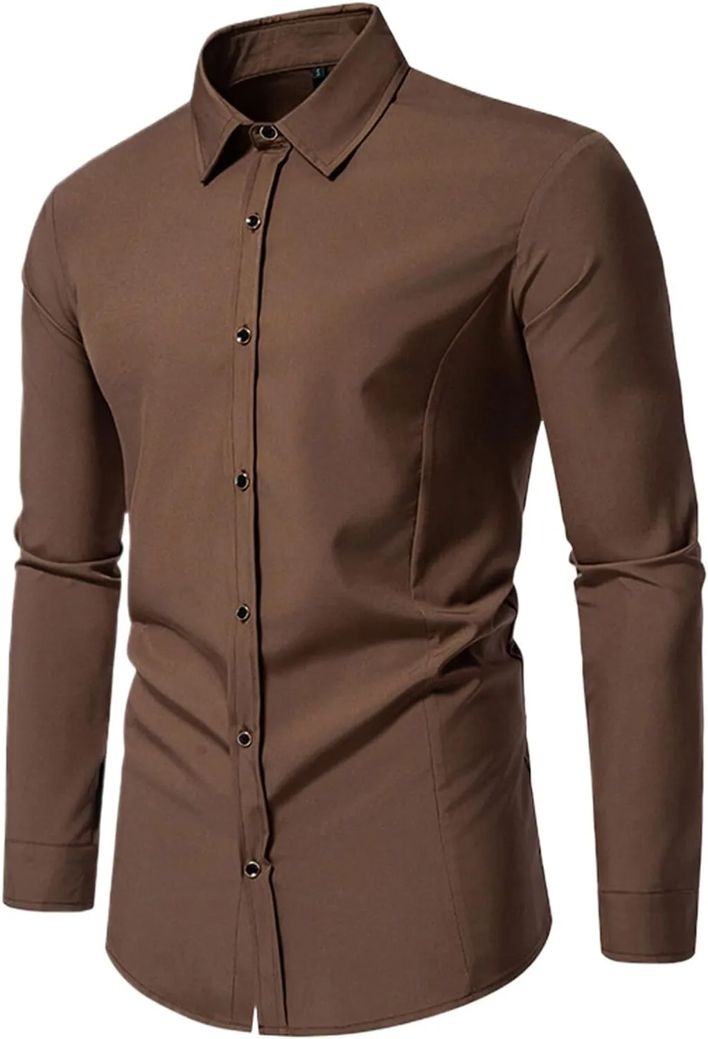 Long Sleeve T Shirt Men Casual Button Down Collared Dress Shirts Lightweight Slim Fit Wrinkle Free Business Shirt
