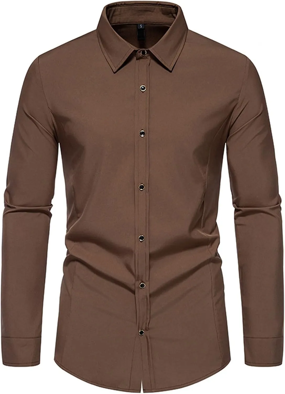 Long Sleeve T Shirt Men Casual Button Down Collared Dress Shirts Lightweight Slim Fit Wrinkle Free Business Shirt