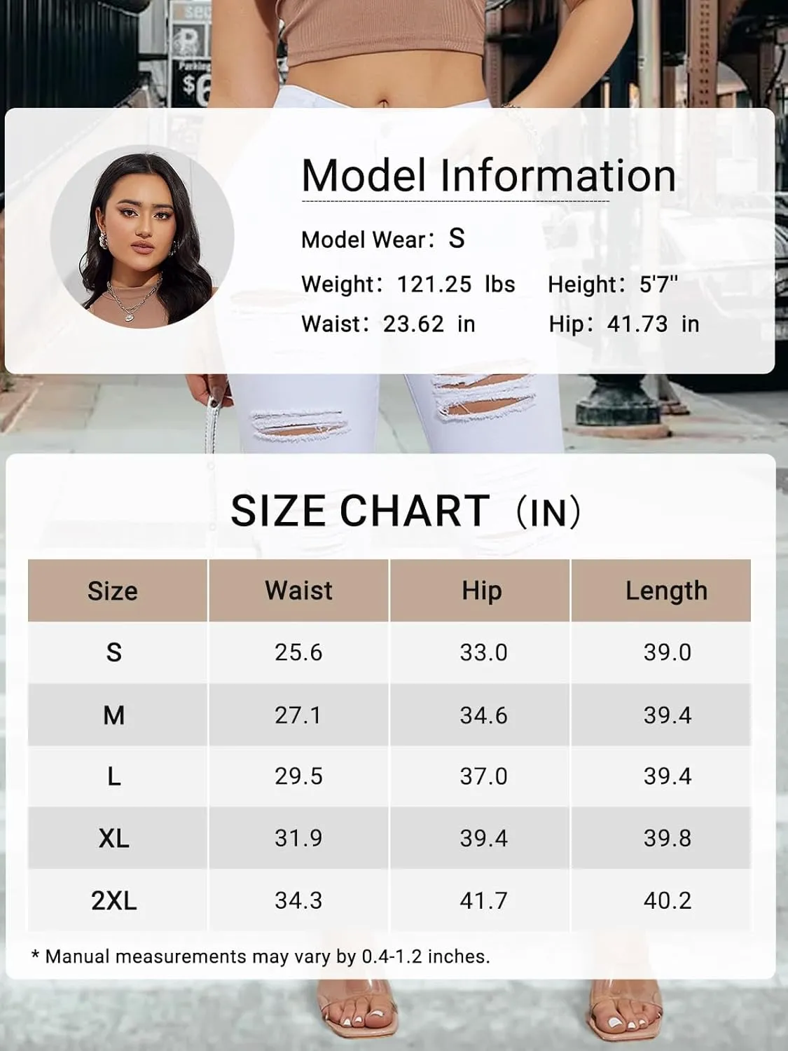 LONGBIDA Skinny Ripped Jeans for Women High Waisted Stretch Butt Lifting Jeans Slim Fit Distressed Denim Pants Jeggings Jeans