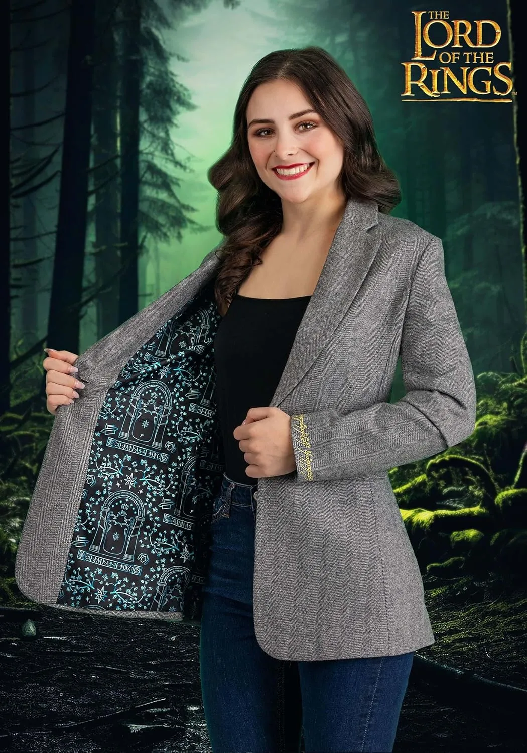 Lord of The Rings Adult Heather Grey LOTR Blazer for Women, Officially Licensed Tolkien-Inspired Women's Blazer