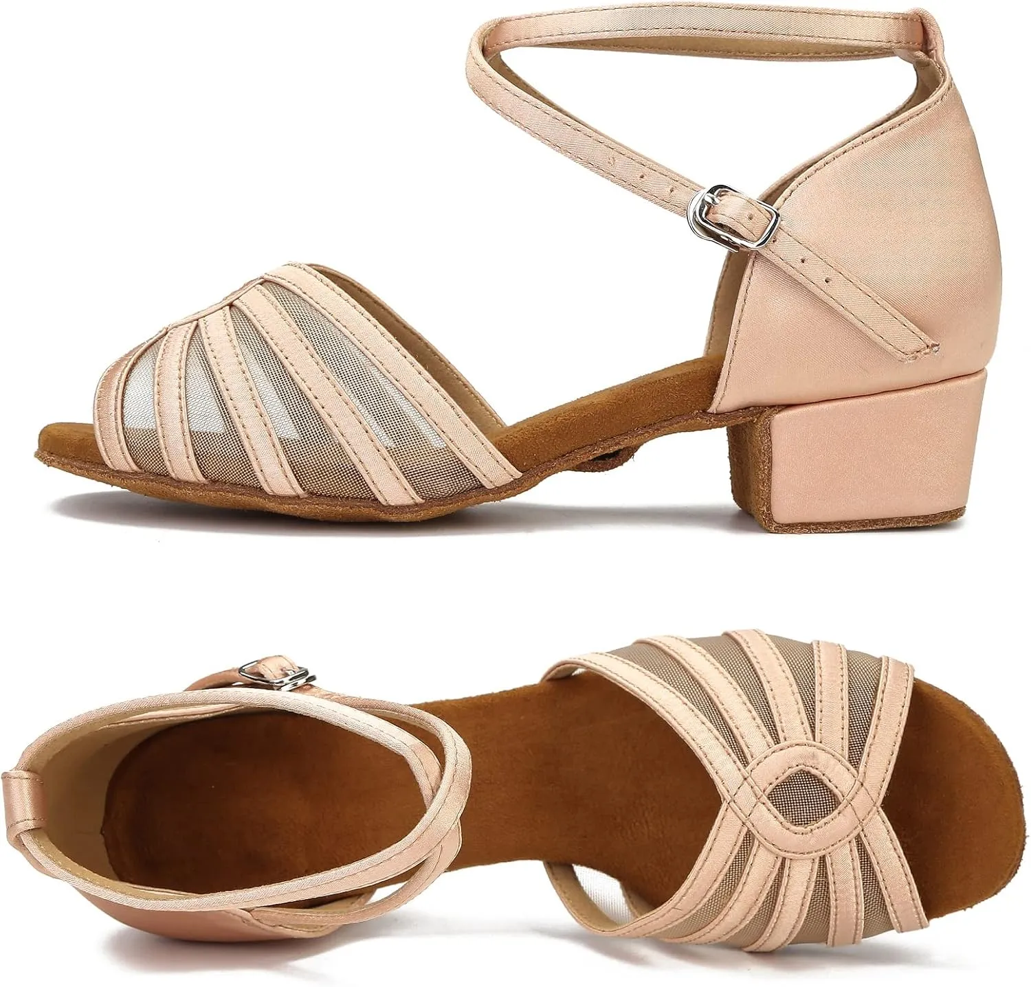 Low Heel Womens Ballroom Latin Salsa Dance Shoes for Social Beginner Practice Dancing Sandals 1.5" Heel LX02
