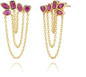 LOYATA Dangle Earrings for Women Trendy 14K Gold Plated/925 Sterling Sliver Post Hypoallergenic Gold Chain CZ Stud Earrings Dainty Long Dangling Earrings Wedding Prom Jewelry for Women Gifts