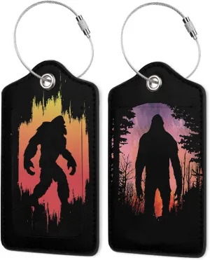Luggage Tags for Suitcase,2 Pack Bigfoot Forest Moon Luggage Tag with Privacy Flap,Name ID Label and Metal Loop for Women Men Teens Travel