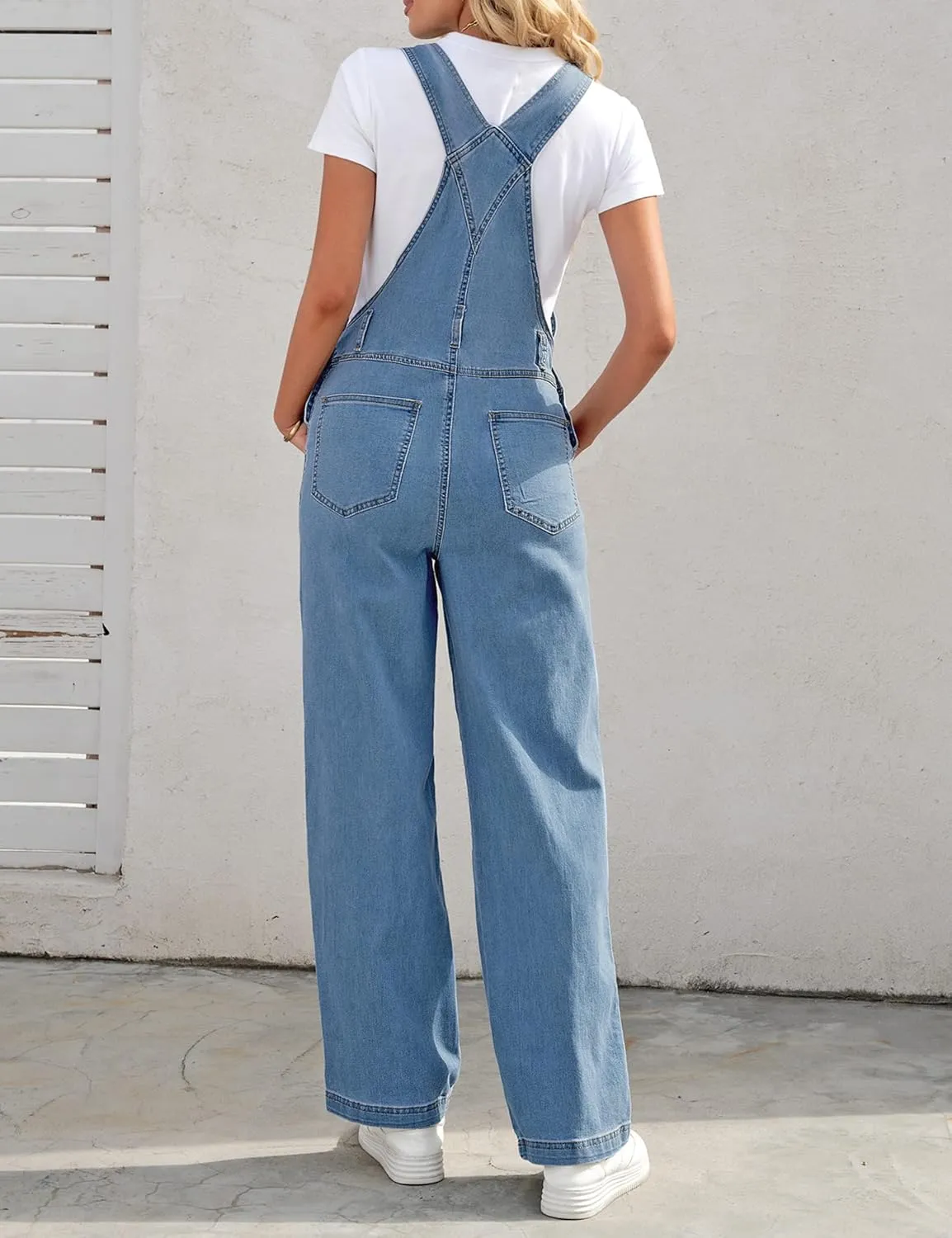 luvamia Overalls Women Loose Fit Denim Bib Baggy Overall Jumpsuit Straight Wide Leg Stretchy Jean Pants Fashion