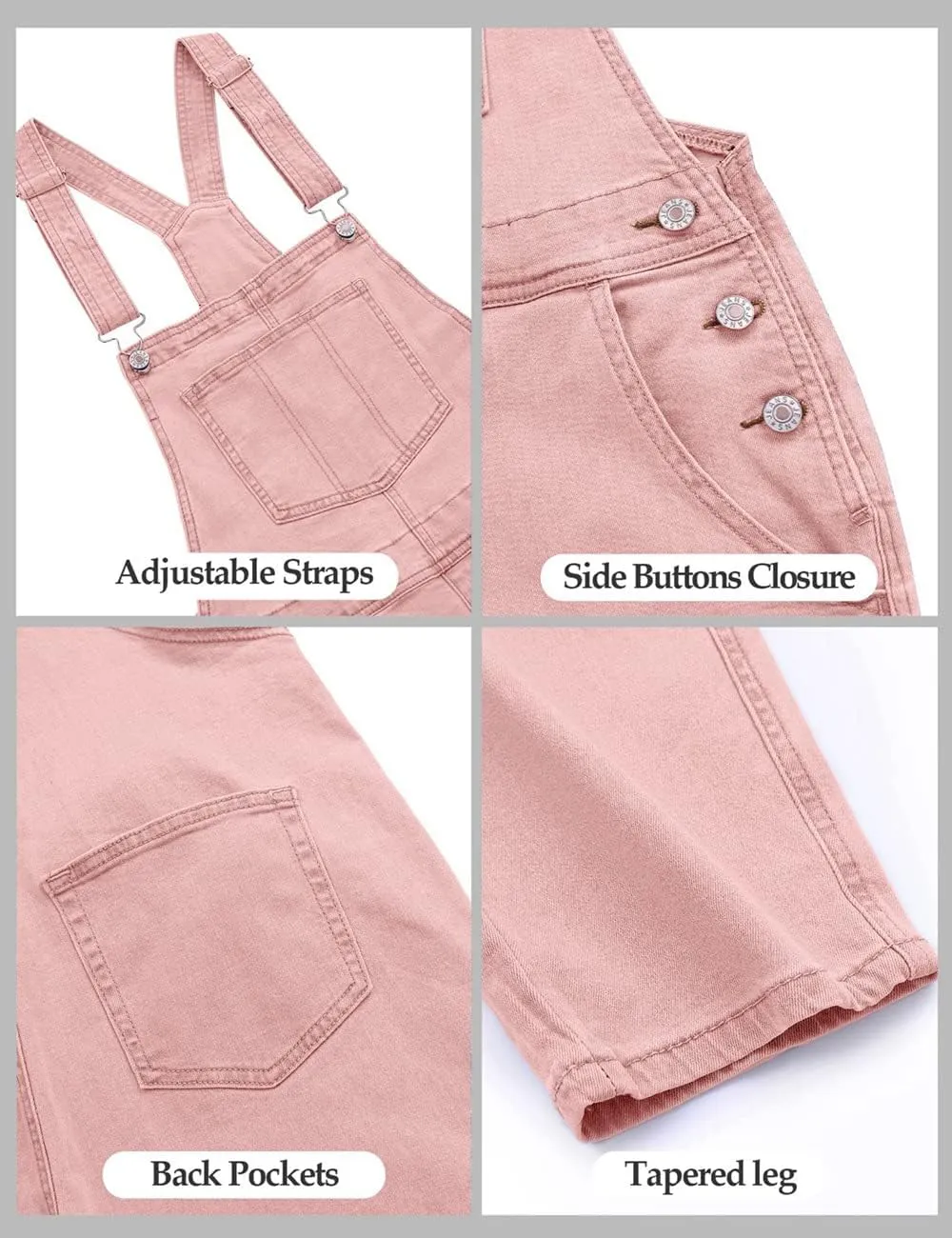 luvamia Women's Casual Stretch Adjustable Denim Bib Overalls Jeans Pants Jumpsuits