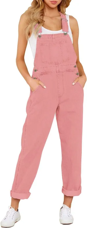 luvamia Women's Casual Stretch Adjustable Denim Bib Overalls Jeans Pants Jumpsuits