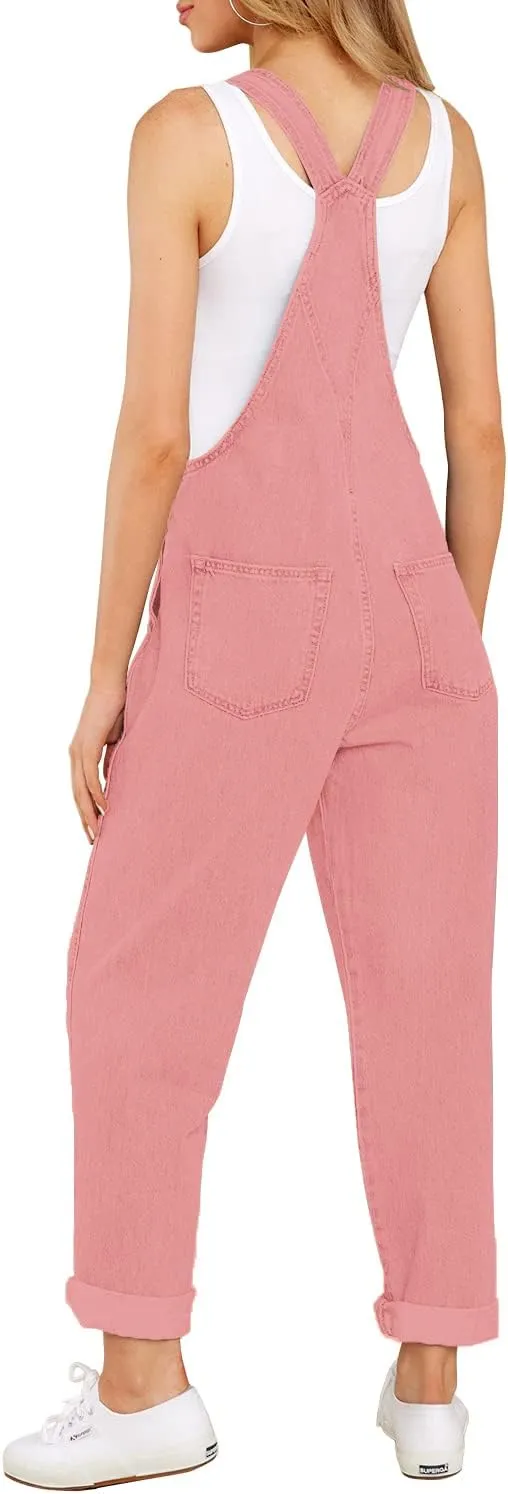 luvamia Women's Casual Stretch Adjustable Denim Bib Overalls Jeans Pants Jumpsuits