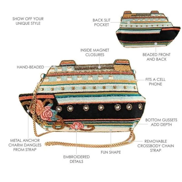 Mary Frances Cruise Control Beaded Cruise Ship Crossbody Handbag
