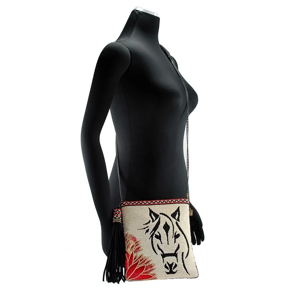 Mary Frances Hoofing It Beaded Horse Cross body Handbag Equine