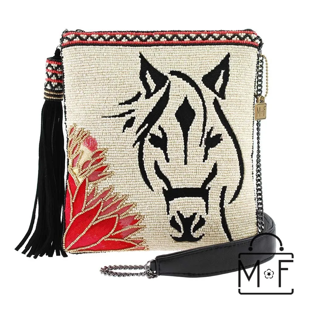 Mary Frances Hoofing It Beaded Horse Cross body Handbag Equine