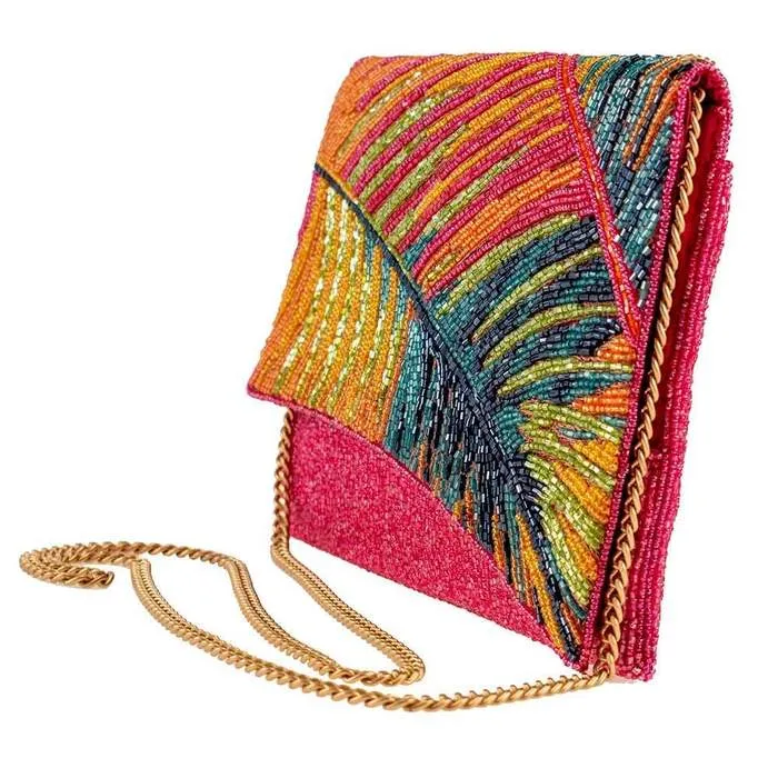Mary Frances Hot Tropics Beaded Tropical Crossbody Clutch Handbag