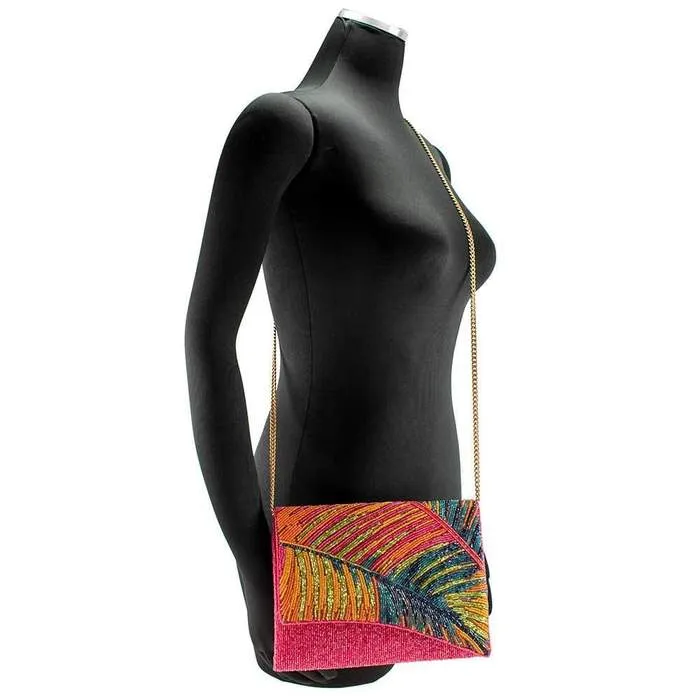 Mary Frances Hot Tropics Beaded Tropical Crossbody Clutch Handbag