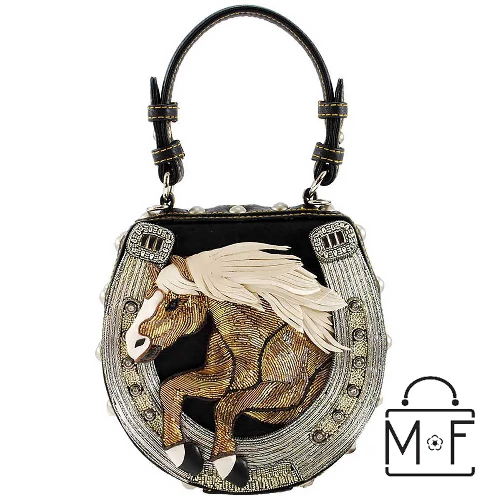 Mary Frances Mane Stay Embellished Horse Top Handle Bag Riding Equestrian 17-356