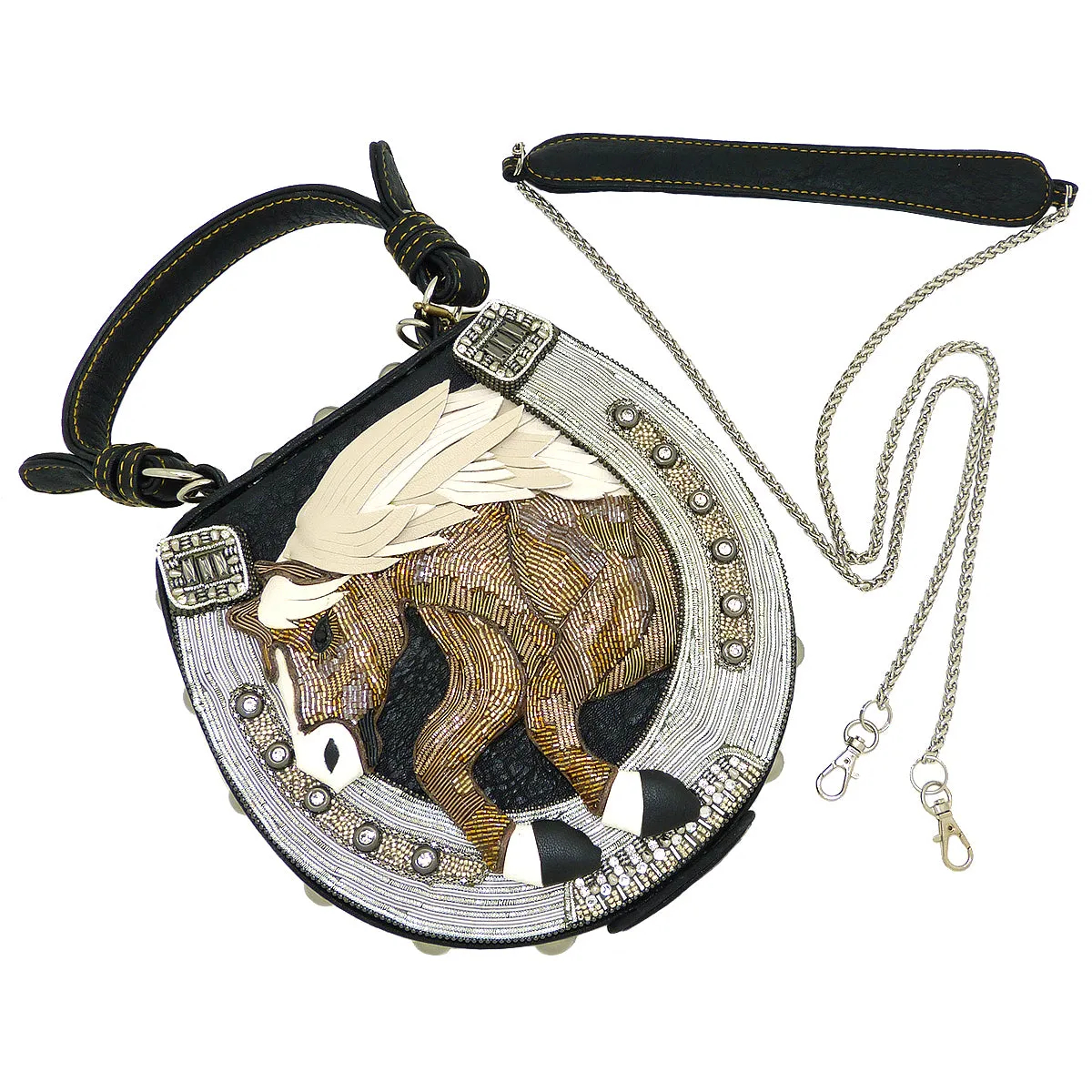 Mary Frances Mane Stay Embellished Horse Top Handle Bag Riding Equestrian 17-356