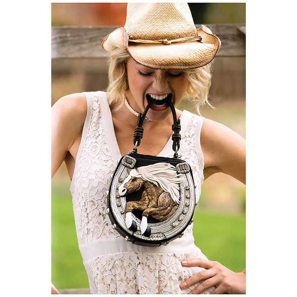 Mary Frances Mane Stay Embellished Horse Top Handle Bag Riding Equestrian 17-356