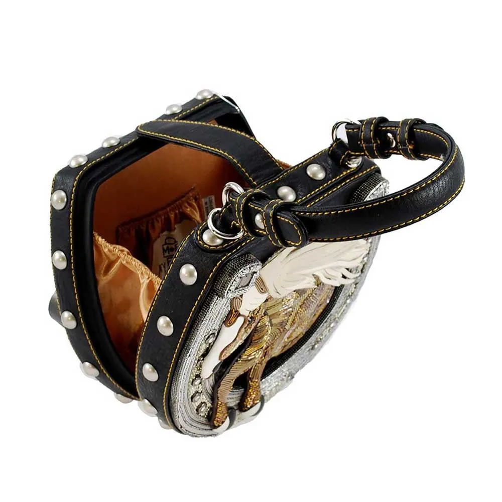 Mary Frances Mane Stay Embellished Horse Top Handle Bag Riding Equestrian 17-356