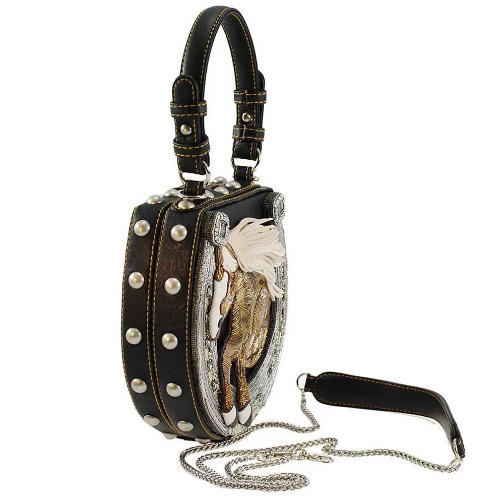 Mary Frances Mane Stay Embellished Horse Top Handle Bag Riding Equestrian 17-356