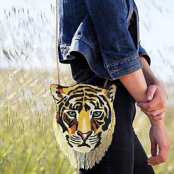 Mary Frances Rajah Disney Live Action Aladdin Beaded Crossbody Handbag Tiger