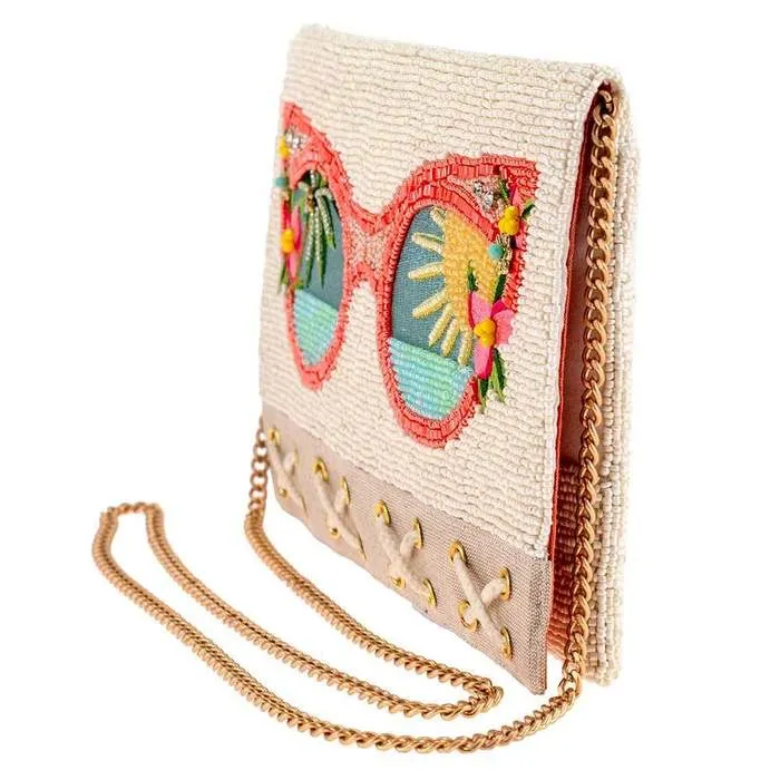 Mary Frances Summer Focus Beaded Sunglasses Crossbody Clutch Handbag