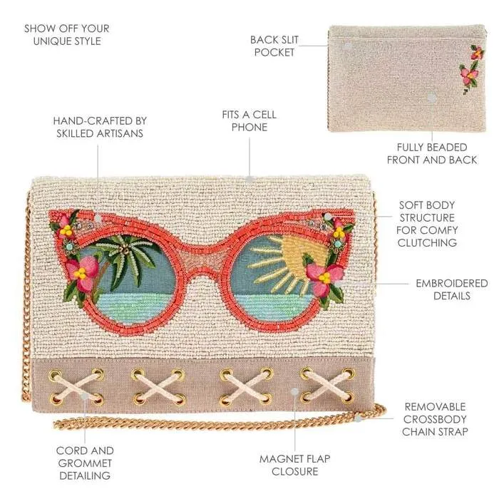 Mary Frances Summer Focus Beaded Sunglasses Crossbody Clutch Handbag